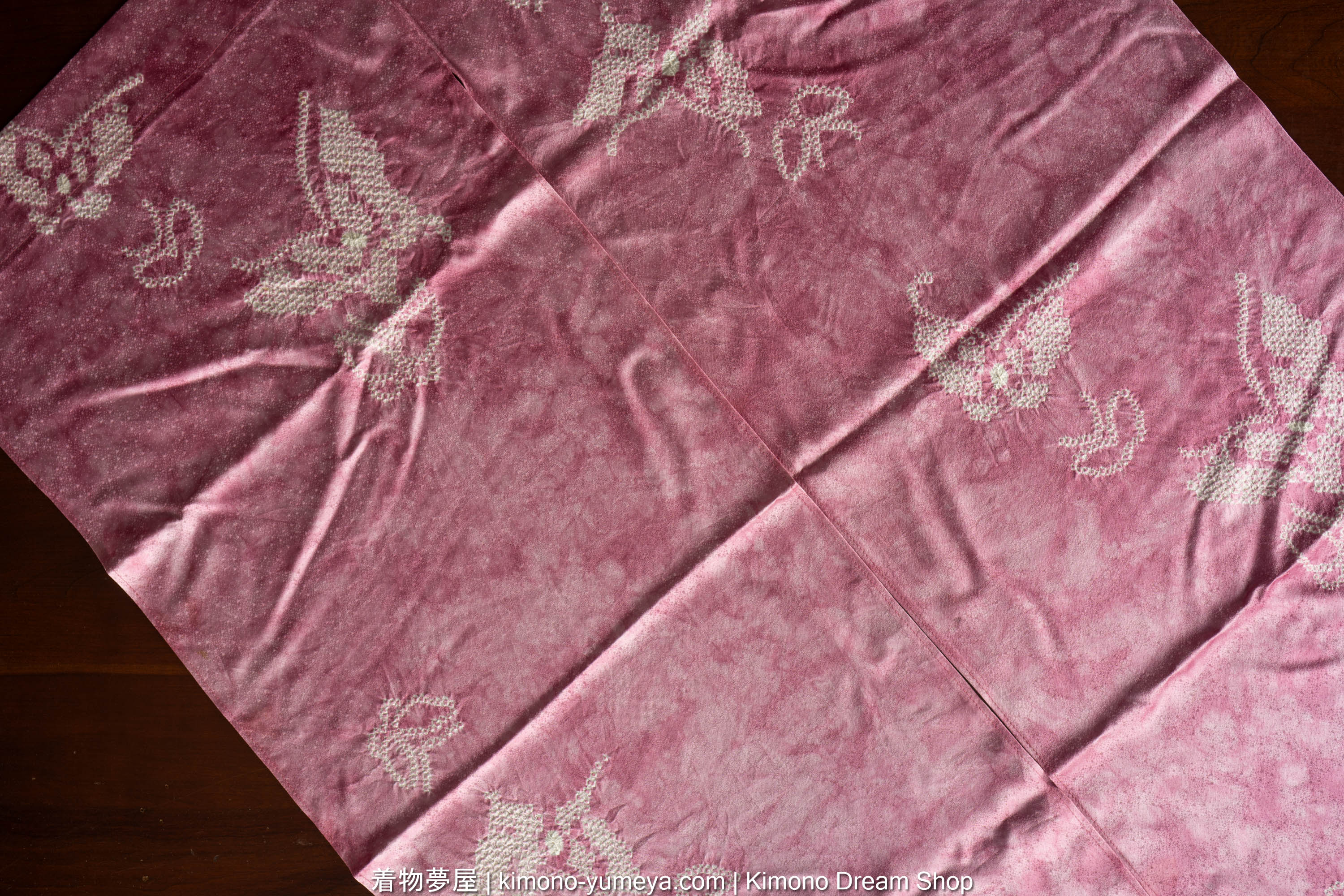Light Purple Butterfly Noren - Silk Kimono Fabric - Soft Light - Genuine Shibori Tie Dye Butterflies Japanese Doorway Entrance Tapestry