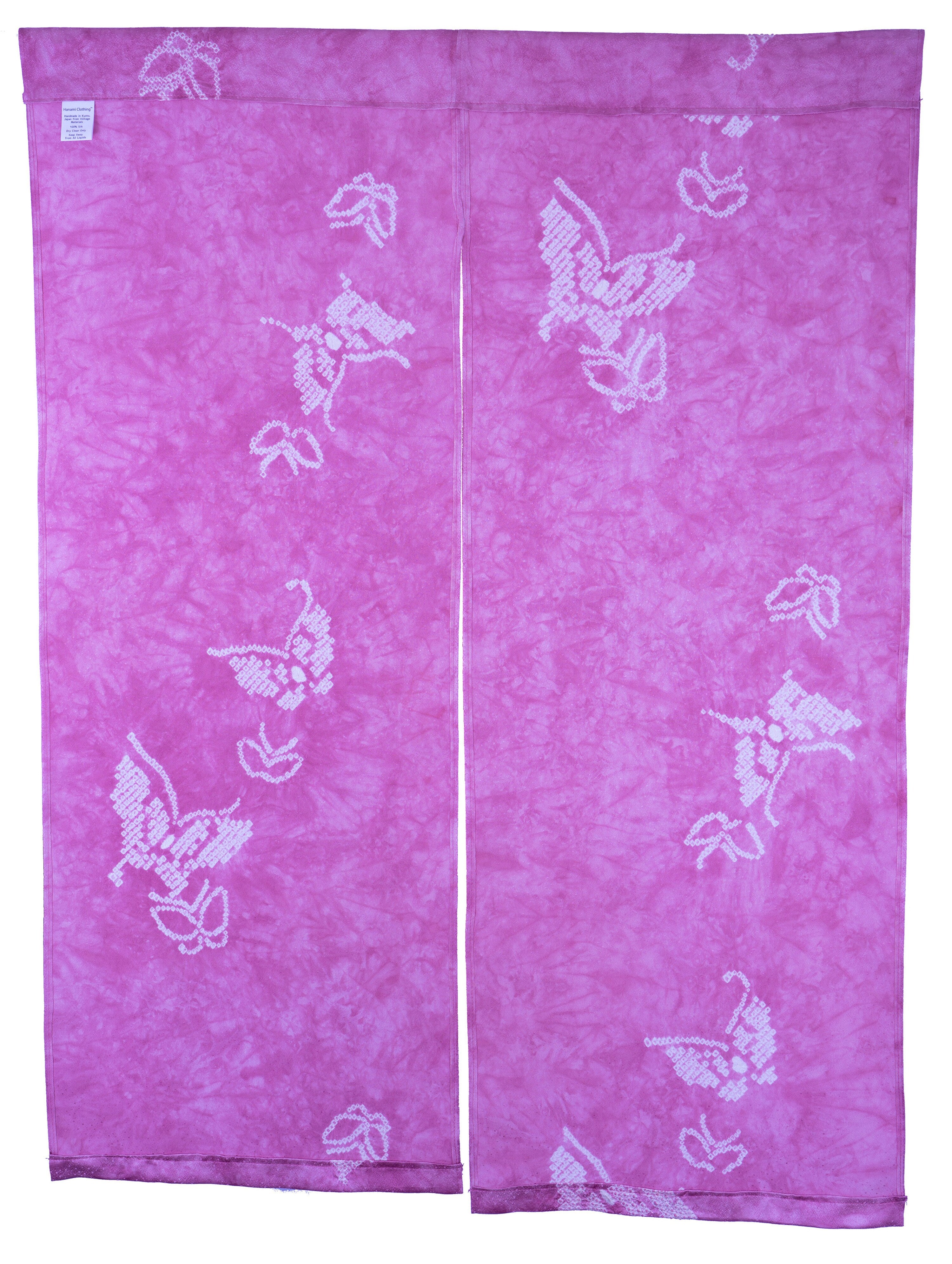 Light Purple Butterfly Noren - Silk Kimono Fabric - Soft Light - Genuine Shibori Tie Dye Butterflies Japanese Doorway Entrance Tapestry