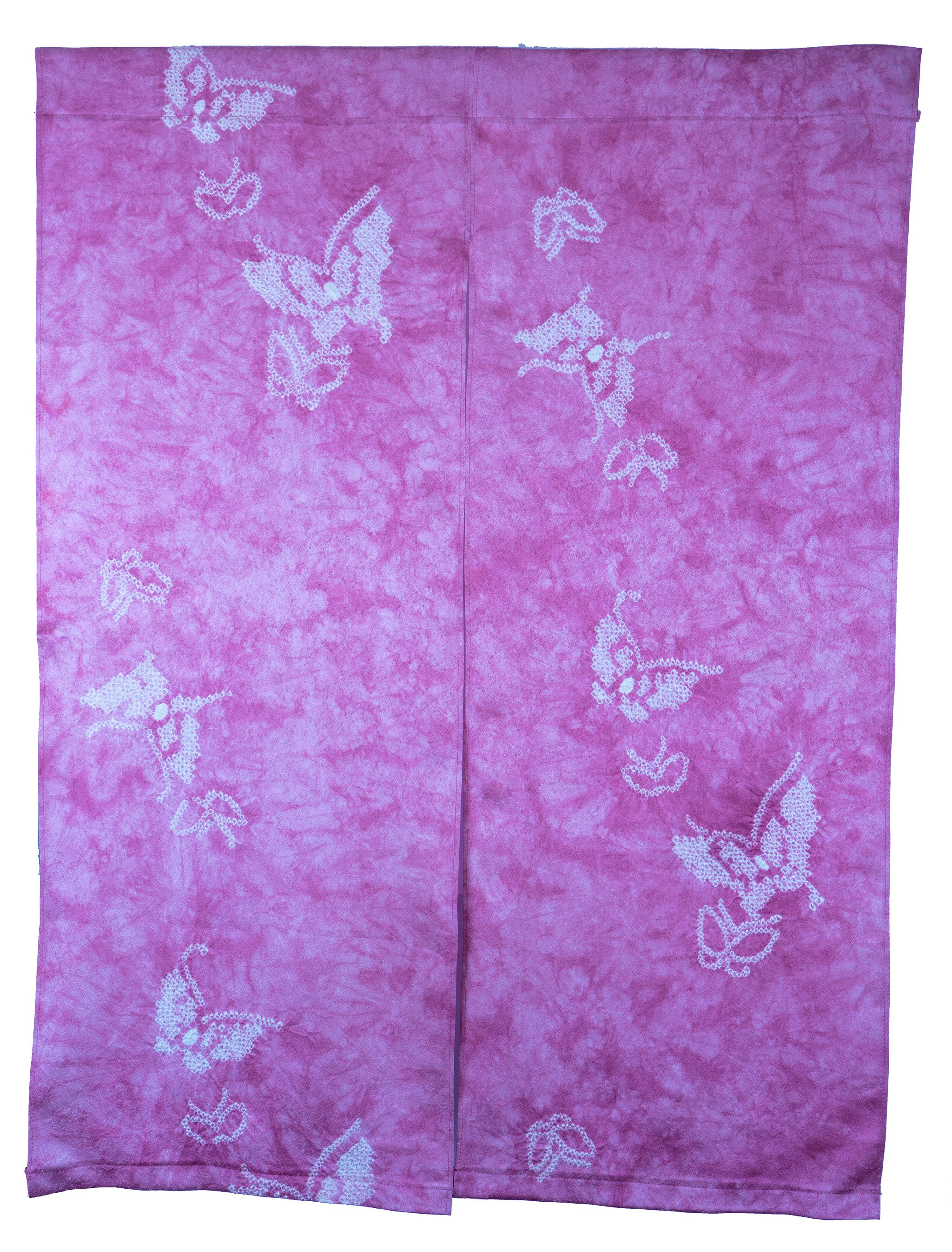 Light Purple Butterfly Noren - Silk Kimono Fabric - Soft Light - Genuine Shibori Tie Dye Butterflies Japanese Doorway Entrance Tapestry