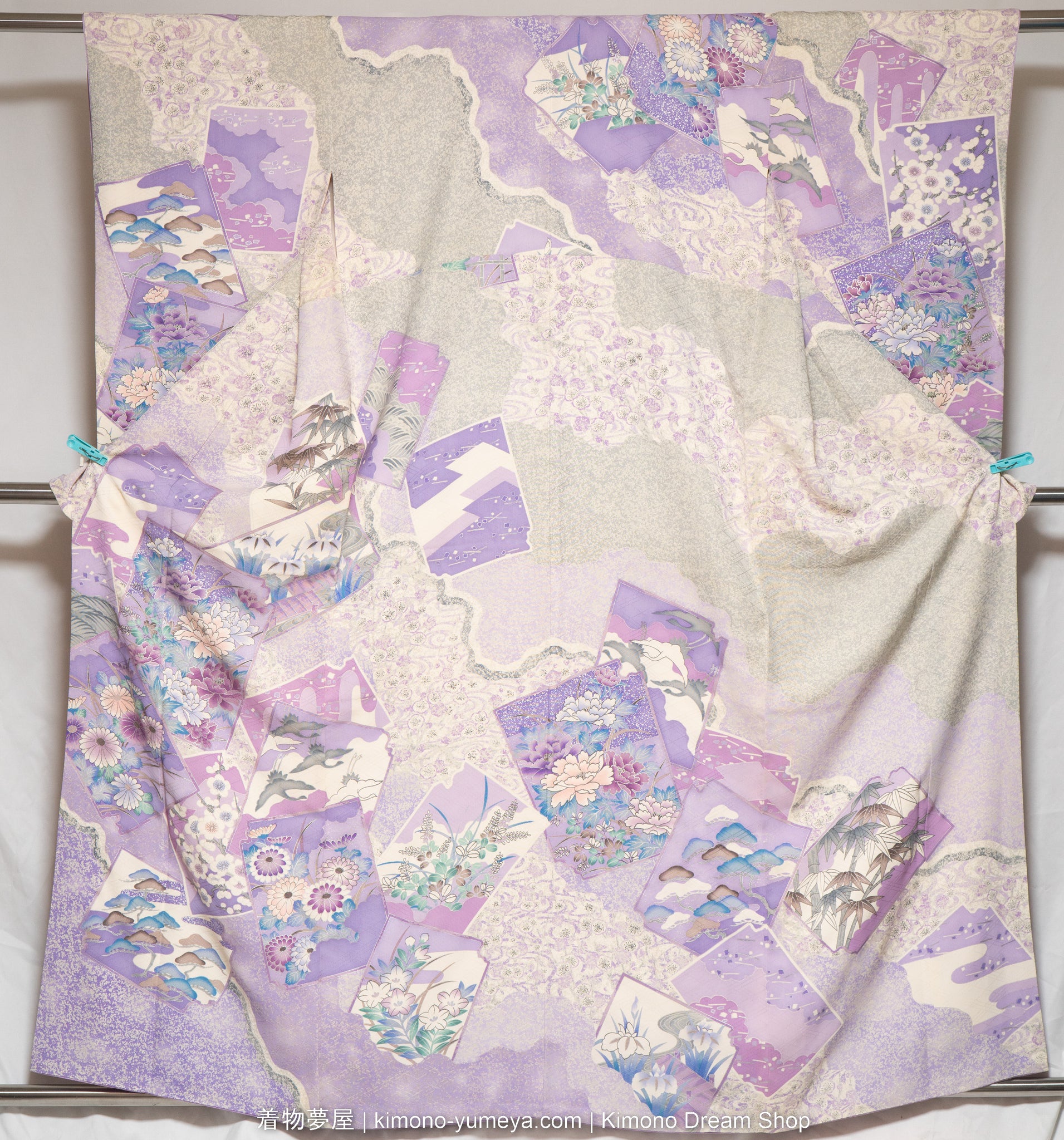 Light Purple Floral Furisode Kimono - Traditional Silk Japanese Vintag – Kimono  Dream Shop