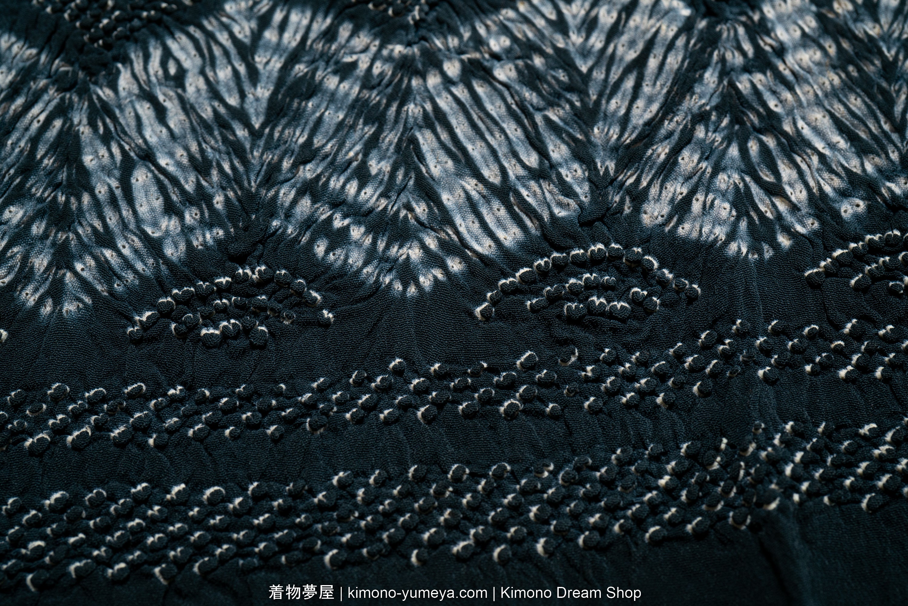 Genuine Shibori Dark Blue Heko Obi - Polyester Hand Washable Informal Kimono Belt for Men - Traditional Japanese Clothing Accessory Buy Online - Genuine Shibori Tie Dye - Seigaiha Waves Spots